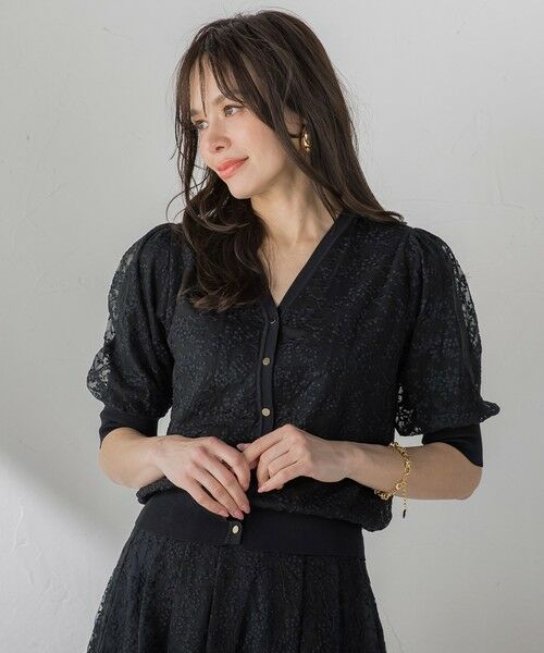 Viaggio Blu / ビアッジョブルー カーディガン・ボレロ | ジプソフィラ刺繍チュールカーディガン | 詳細12
