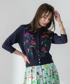 Viaggio Blu / ビアッジョブルー カーディガン・ボレロ | 【KEITA KAWASAKI × Viaggio Bluコラボ】リリー刺繍カーディガン