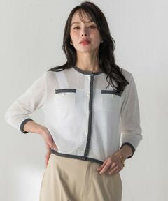 Viaggio Blu / ビアッジョブルー カーディガン・ボレロ | メッシュスパンコールニットカーディガン