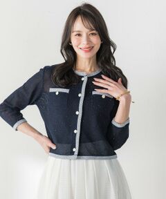 Viaggio Blu / ビアッジョブルー カーディガン・ボレロ | メッシュスパンコールニットカーディガン
