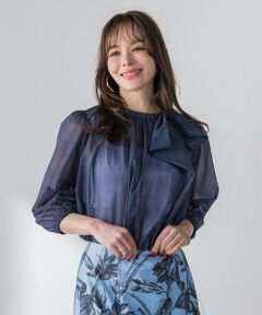 Viaggio Blu / ビアッジョブルー シャツ・ブラウス | サイドリボンオーガンジーデニムブラウス