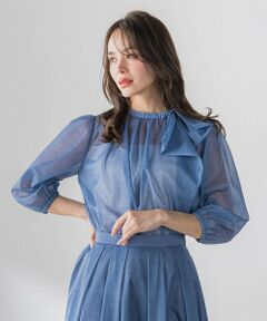Viaggio Blu / ビアッジョブルー シャツ・ブラウス | サイドリボンオーガンジーデニムブラウス