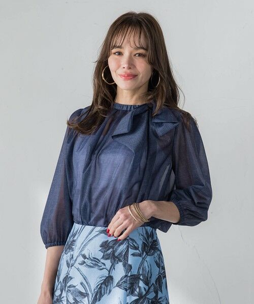 Viaggio Blu / ビアッジョブルー シャツ・ブラウス | サイドリボンオーガンジーデニムブラウス | 詳細1