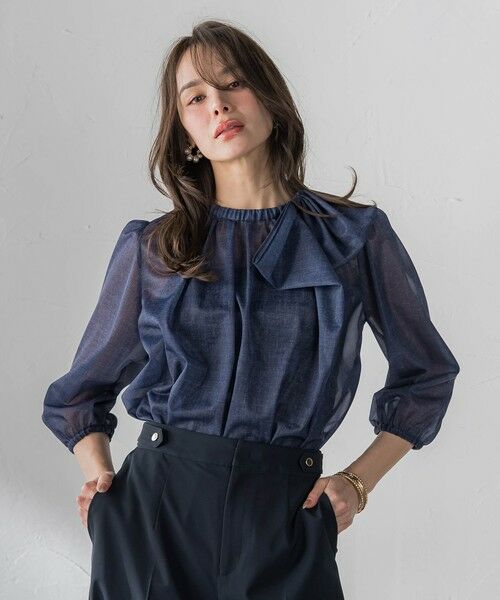 Viaggio Blu / ビアッジョブルー シャツ・ブラウス | サイドリボンオーガンジーデニムブラウス | 詳細7