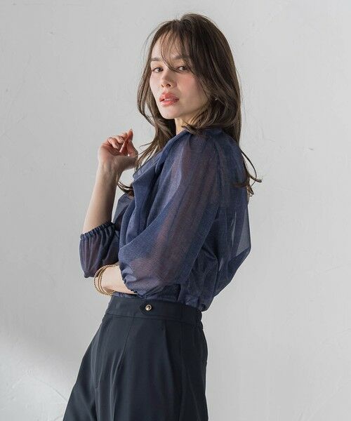 Viaggio Blu / ビアッジョブルー シャツ・ブラウス | サイドリボンオーガンジーデニムブラウス | 詳細8