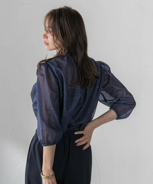 Viaggio Blu / ビアッジョブルー シャツ・ブラウス | サイドリボンオーガンジーデニムブラウス | 詳細9