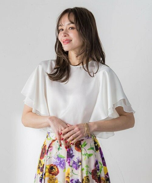 Viaggio Blu / ビアッジョブルー シャツ・ブラウス | ラッフルスリーブブラウス（ホワイト）