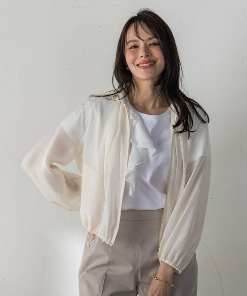 Viaggio Blu / ビアッジョブルー テーラードジャケット | リネンシアーブルゾン（ホワイト）