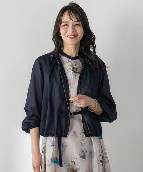 Viaggio Blu / ビアッジョブルー テーラードジャケット | リネンシアーブルゾン（ネイビー）