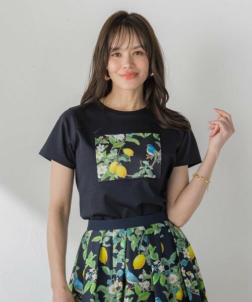 Viaggio Blu / ビアッジョブルー カットソー | レモンプリントTシャツ（ネイビー）