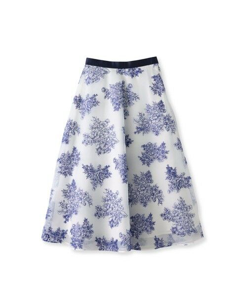 Viaggio Blu / ビアッジョブルー ミニ・ひざ丈スカート | ブーケ刺繍オーガンジースカート | 詳細14