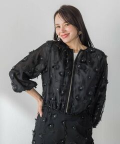 Viaggio Blu / ビアッジョブルー テーラードジャケット | フラワー刺繍チュールジャケット