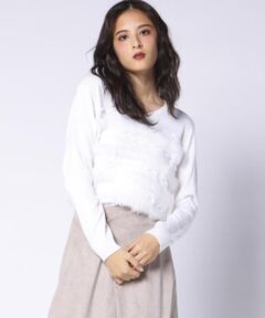 【小嶋陽菜さん着用】ファーベロアテープボーダーニット