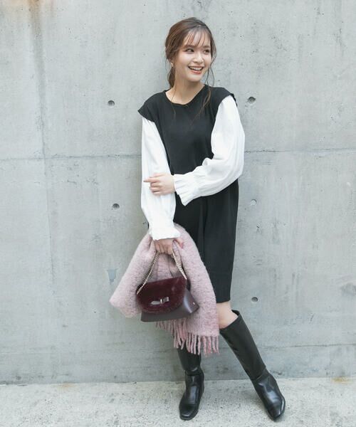 セール 手洗い可能 ボリューム袖ドッキングニットチュニックワンピース ワンピース Vicky ビッキー ファッション通販 タカシマヤファッションスクエア