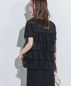 【ドットシリーズ】チュールティアードTシャツ≪洗濯機で洗える≫