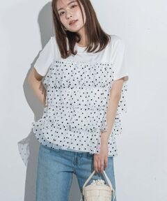 【ドットシリーズ】チュールティアードTシャツ≪洗濯機で洗える≫