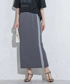 VICKY / ビッキー ミニ・ひざ丈スカート | 【サイドライン】ラメ切替カットスカート≪手洗い可能≫