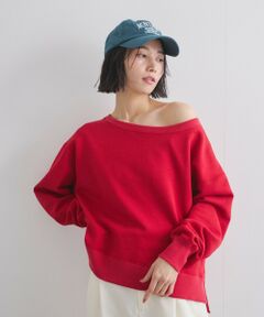 VICKY / ビッキー カットソー | ボートネック裏毛スリットプルオーバー≪手洗い可能≫