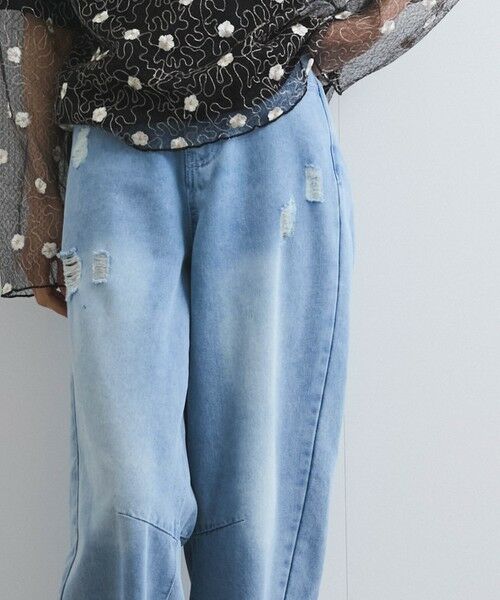 VICKY / ビッキー デニムパンツ | カーブダメージデニムパンツ≪洗濯機で洗える≫ | 詳細12