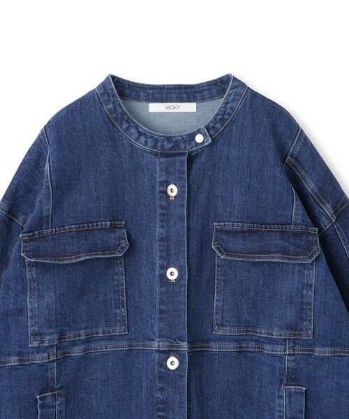 VICKY / ビッキー テーラードジャケット | ストレッチデニムチュニックジャケット≪手洗い可能≫ | 詳細12