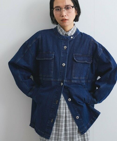 VICKY / ビッキー テーラードジャケット | ストレッチデニムチュニックジャケット≪手洗い可能≫ | 詳細1