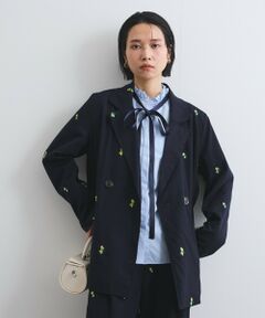 VICKY / ビッキー テーラードジャケット | ツイルフラワー刺繍ジャケット≪手洗い可能≫