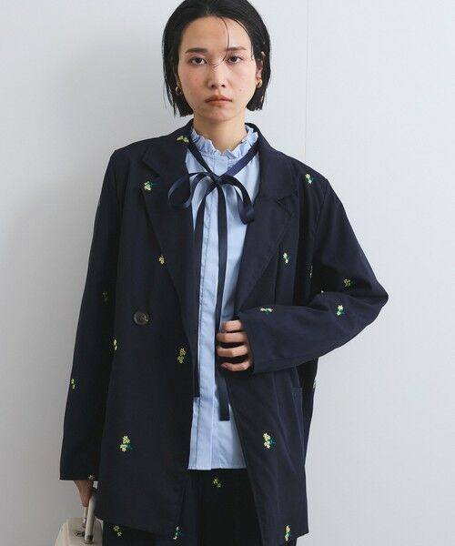 VICKY / ビッキー テーラードジャケット | ツイルフラワー刺繍ジャケット≪手洗い可能≫ | 詳細2