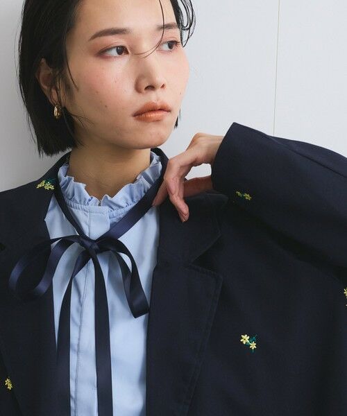 VICKY / ビッキー テーラードジャケット | ツイルフラワー刺繍ジャケット≪手洗い可能≫ | 詳細3