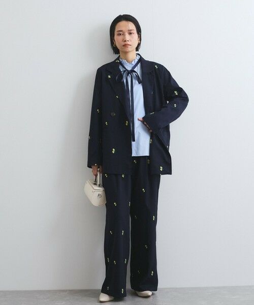 VICKY / ビッキー テーラードジャケット | ツイルフラワー刺繍ジャケット≪手洗い可能≫ | 詳細4