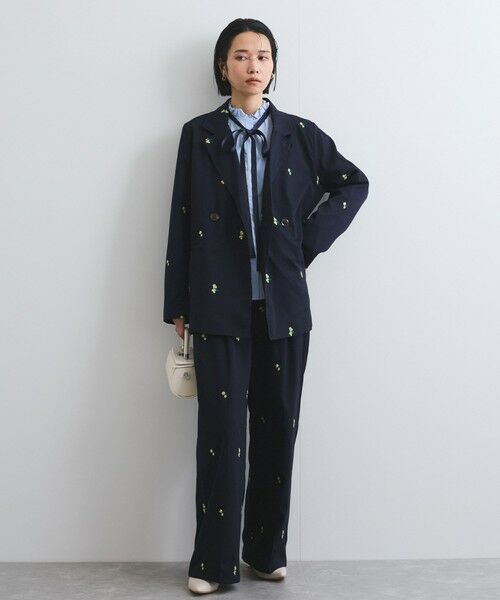 VICKY / ビッキー テーラードジャケット | ツイルフラワー刺繍ジャケット≪手洗い可能≫ | 詳細5