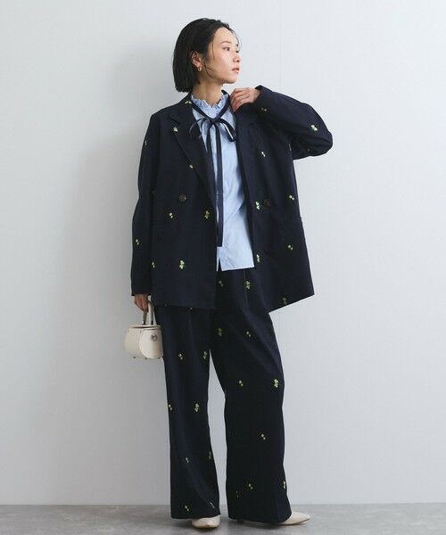 VICKY / ビッキー テーラードジャケット | ツイルフラワー刺繍ジャケット≪手洗い可能≫ | 詳細6