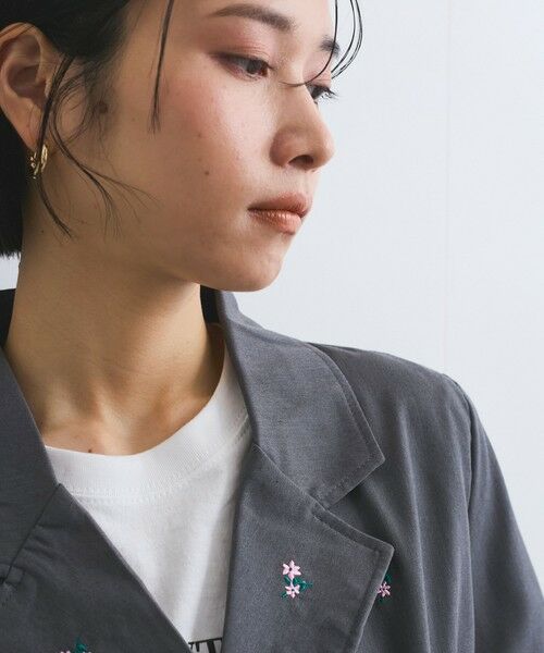 VICKY / ビッキー テーラードジャケット | ツイルフラワー刺繍ジャケット≪手洗い可能≫ | 詳細12