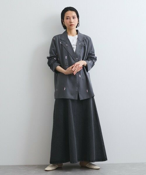 VICKY / ビッキー テーラードジャケット | ツイルフラワー刺繍ジャケット≪手洗い可能≫ | 詳細13