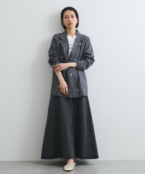 VICKY / ビッキー テーラードジャケット | ツイルフラワー刺繍ジャケット≪手洗い可能≫ | 詳細14