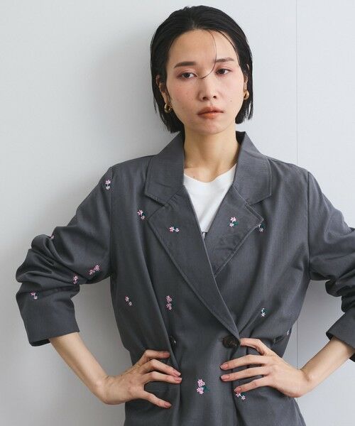 VICKY / ビッキー テーラードジャケット | ツイルフラワー刺繍ジャケット≪手洗い可能≫ | 詳細11