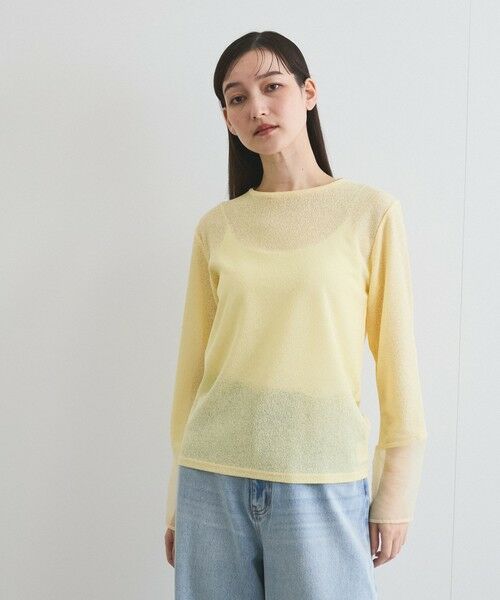 VICKY/ビッキー 袖シアーカットソートップス≪手洗い可能≫ イエロー M VICKY/ビッキー 袖シアーカットソートップス≪手洗い可能≫ イエロー M