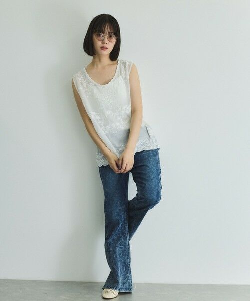 VICKY / ビッキー デニムパンツ | ケミカルデニムフレアパンツ≪洗濯機で洗える≫ | 詳細18