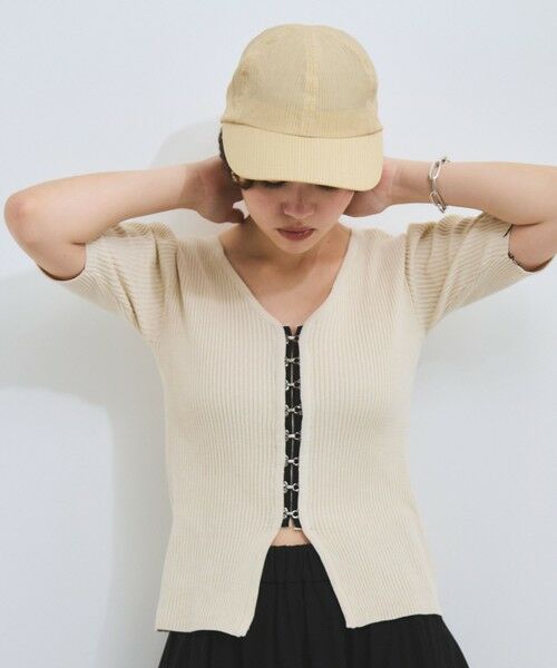 VICKY/ビッキー モチモチリブニットホックカーディガン≪手洗い可能≫ オフホワイト M VICKY/ビッキー モチモチリブニットホックカーディガン≪手洗い可能≫ オフホワイト M