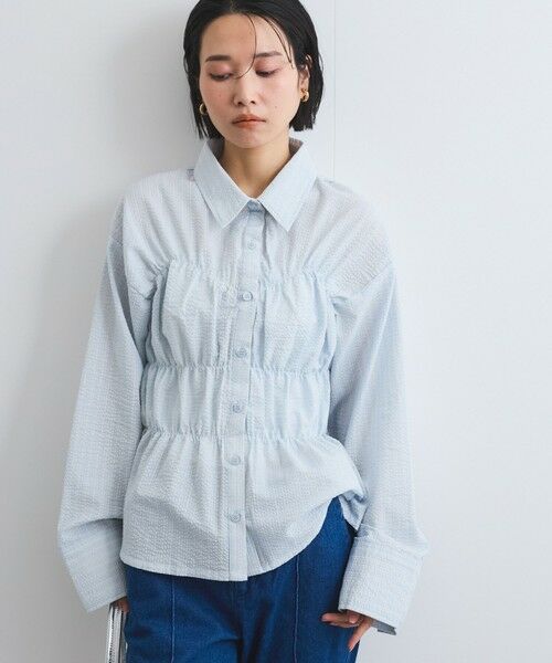 VICKY / ビッキー シャツ・ブラウス | ストライプシャーリングシャツ≪手洗い可能≫ | 詳細11