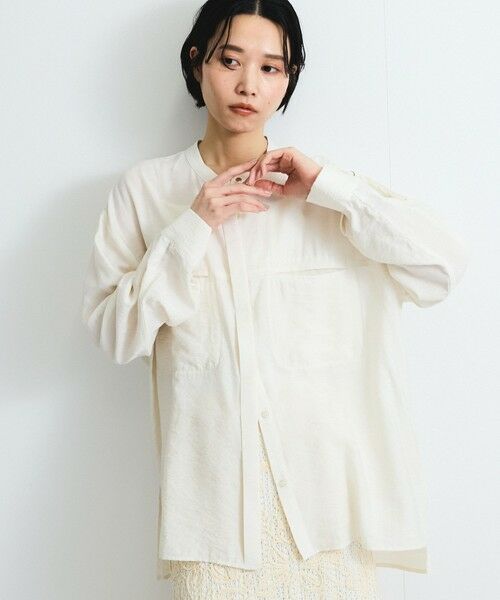 VICKY / ビッキー シャツ・ブラウス | レーヨンヴィンテージバンドカラーシャツ≪手洗い可能≫ | 詳細2