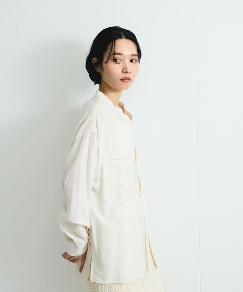 VICKY / ビッキー シャツ・ブラウス | レーヨンヴィンテージバンドカラーシャツ≪手洗い可能≫ | 詳細3
