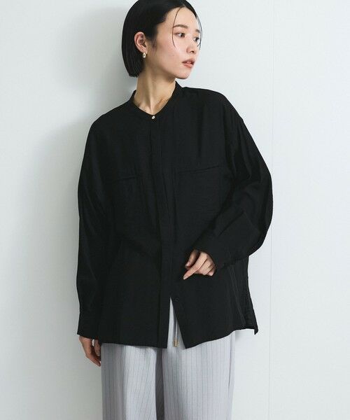 VICKY / ビッキー シャツ・ブラウス | レーヨンヴィンテージバンドカラーシャツ≪手洗い可能≫ | 詳細11