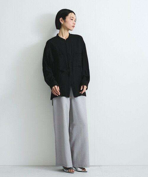 VICKY / ビッキー シャツ・ブラウス | レーヨンヴィンテージバンドカラーシャツ≪手洗い可能≫ | 詳細13