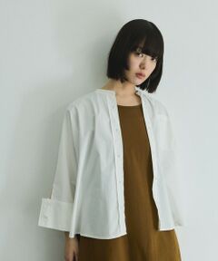 VICKY / ビッキー シャツ・ブラウス | ノーカラーダブルカフスブラウス≪洗濯機で洗える≫