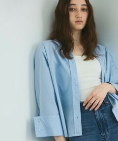 VICKY / ビッキー シャツ・ブラウス | ノーカラーダブルカフスブラウス≪洗濯機で洗える≫