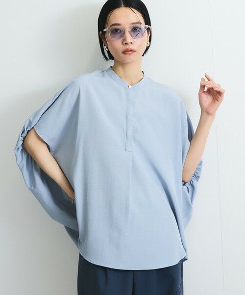 VICKY/ビッキー タンブラーブッチャーブラウス≪セットアップ対応/手洗い可能≫ ブルー M VICKY/ビッキー タンブラーブッチャーブラウス≪セットアップ対応/手洗い可能≫ ブルー M