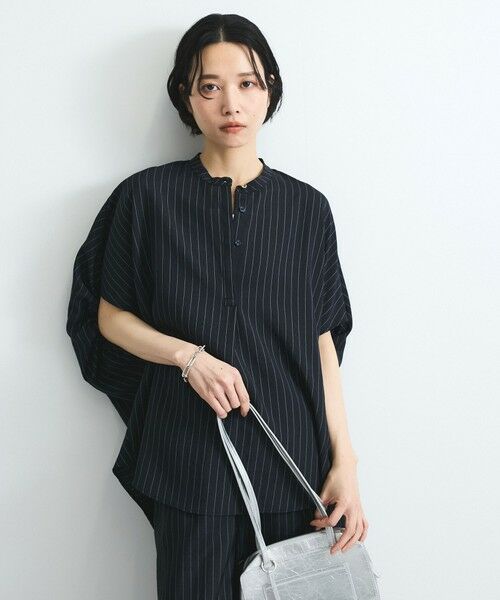 VICKY/ビッキー タンブラーブッチャーブラウス≪セットアップ対応/手洗い可能≫ ダークネイビー M VICKY/ビッキー タンブラーブッチャーブラウス≪セットアップ対応/手洗い可能≫ ダークネイビー M