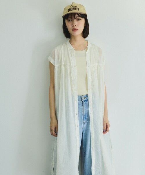 VICKY / ビッキー ロング・マキシ丈ワンピース | ボイルフレンチスリーブシャツワンピース≪手洗い可能≫ | 詳細1