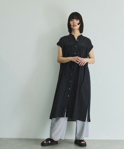 VICKY / ビッキー ロング・マキシ丈ワンピース | ボイルフレンチスリーブシャツワンピース≪手洗い可能≫ | 詳細12