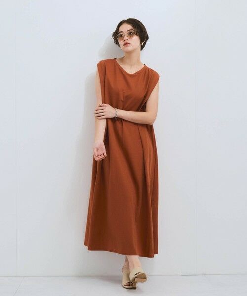 VICKY/ビッキー 【接触冷感】カノコタックカットソーワンピース≪手洗い可能≫ ブラウン M VICKY/ビッキー 【接触冷感】カノコタックカットソーワンピース≪手洗い可能≫ ブラウン M